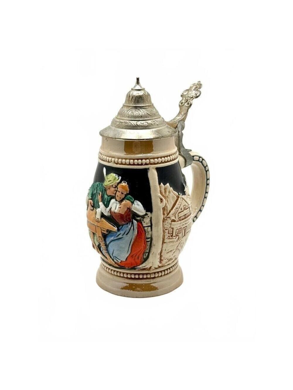 Vintage Marzi & Remy German Beer Stein Flirting Scene 0.25L DBGM Pewter Lid